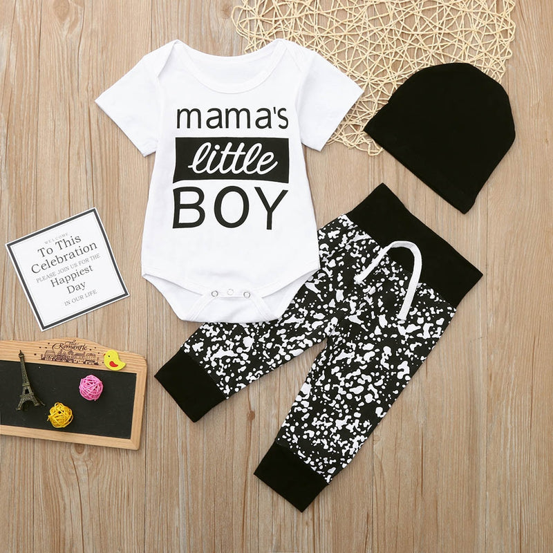 Fashion Newborn Kid Baby Boy 3PCs Clothes Letter