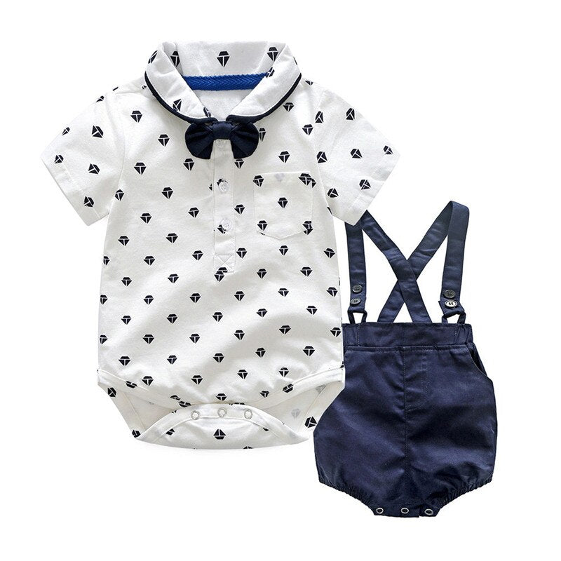 Kids Baby Boys Summer Clothes Set Gentleman Bowtie