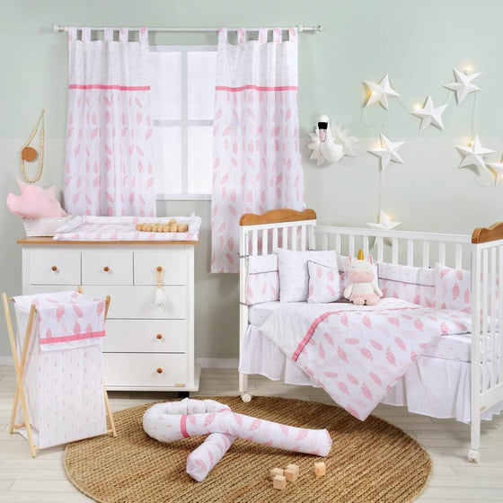 Pink Feather Baby Crib Bedding Collection