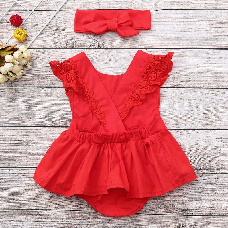 Ruffle Lace Romper Dress