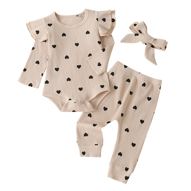 Ruffle Heart Print Toddler  Romper