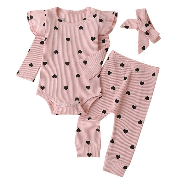 Ruffle Heart Print Toddler  Romper