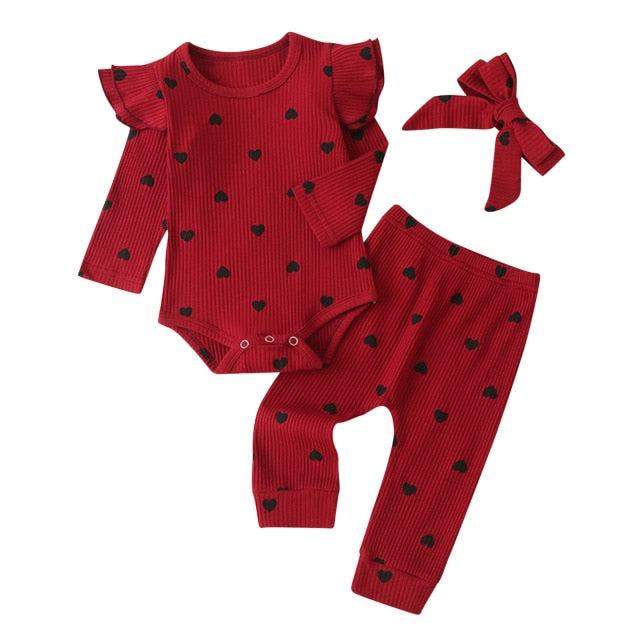 Ruffle Heart Print Toddler  Romper