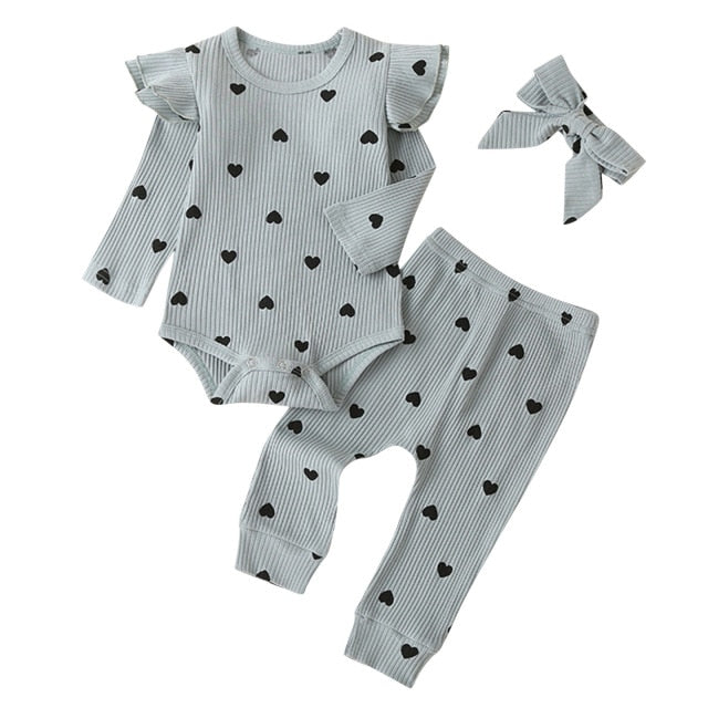 Ruffle Heart Print Toddler  Romper